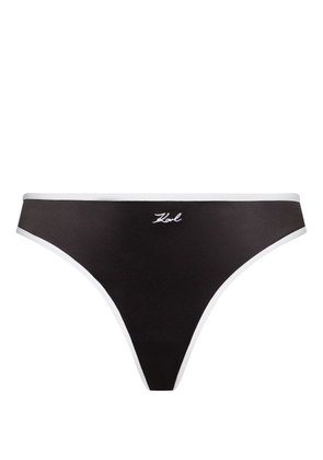 Karl Lagerfeld two-tone satin Brazilian briefs - Black