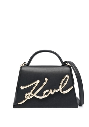 Karl Lagerfeld small Signature leather cross body bag - Black