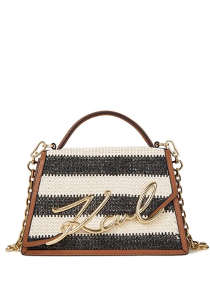 Karl Lagerfeld medium Signature raffia top-handle bag - Neutrals