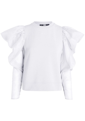 Karl Lagerfeld puff-sleeves cotton sweatshirt - White