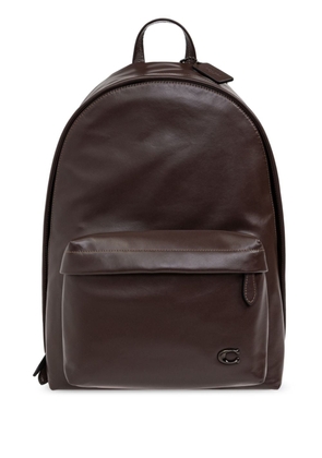 Coach Hall logo-plaque leather backpack - Brown