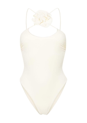 La Reveche Petra floral-appliqué swimsuit - Neutrals