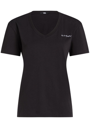 Karl Lagerfeld Signature V-neck T-shirt - Black