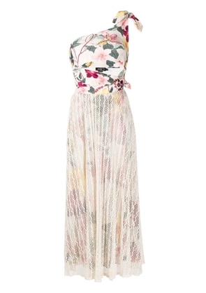 PatBO Hibiscus floral-print one-shoulder dress - Neutrals