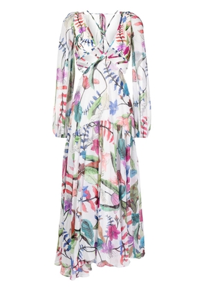 PatBO Zamia floral-print beach dress - White