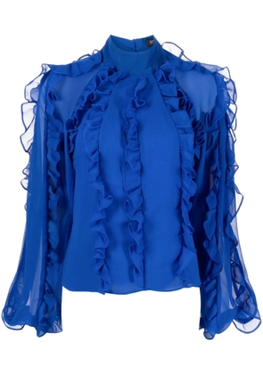 PatBO ruffled high-neck blouse - Blue