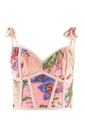 PatBO Iris bead-embellished beach top - Pink