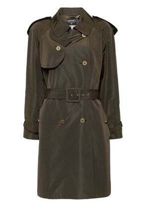 CHANEL Pre-Owned 1988 belted double-breasted coat - Green