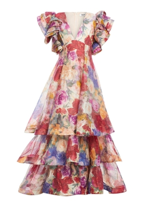 Leo Lin ruffled floral-print gown - Pink