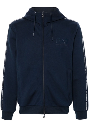 Ea7 Emporio Armani logo-tape detail hoodie - Blue