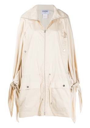 CHANEL Pre-Owned 2010 slit arms knee-length coat - Neutrals