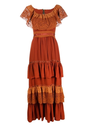 A.N.G.E.L.O. Vintage Cult 1970s crochet-trim tiered dress - Orange