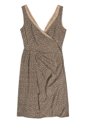 Prada Pre-Owned 2000s leopard-print asymmetric midi dress - Neutrals