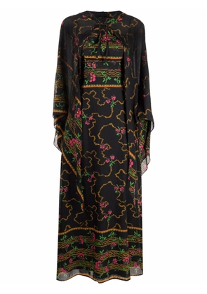 A.N.G.E.L.O. Vintage Cult 1970s floral-print dress and cape set - Black