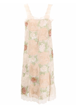 A.N.G.E.L.O. Vintage Cult 1990s floral-embroidered midi dress - Neutrals