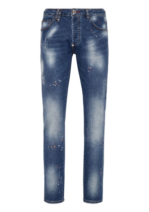 Philipp Plein paint-splatter regular-fit jeans - Blue