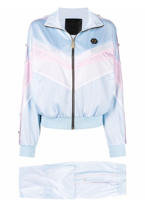 Philipp Plein logo-embroidered striped tracksuit set - Blue