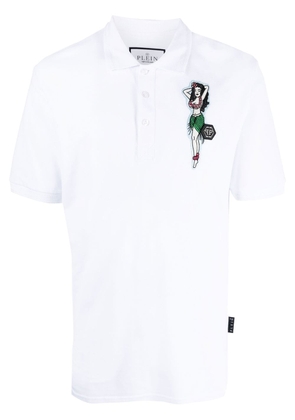 Philipp Plein Hawaii embroidered cotton polo shirt - White