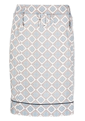 Prada Pre-Owned 2000s geometric-pattern belted silk skirt - Neutrals