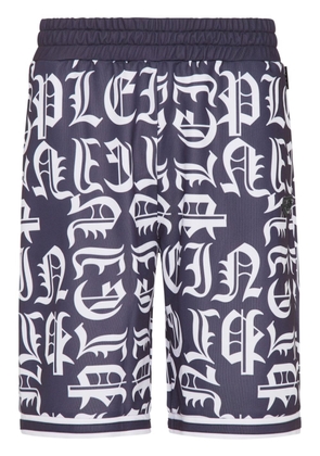 Philipp Plein all-over logo-print shorts - Blue