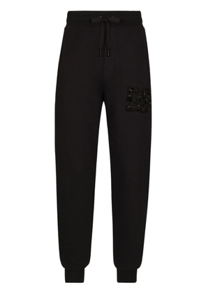 Dolce & Gabbana crystal-embellished cotton track pants - Black