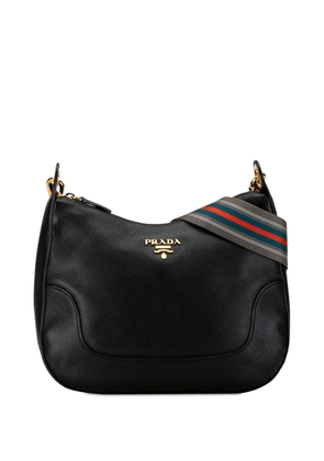 Prada Pre-Owned 21st Century Vitello Daino Zippered Messenger Hobo crossbody bag - Black