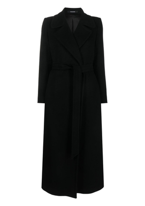 Tagliatore virgin wool blend belted midi coat - Black