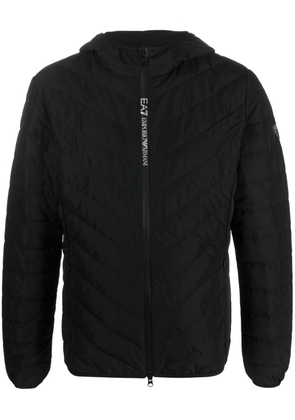 Ea7 Emporio Armani logo-patch quilted down jacket - Black