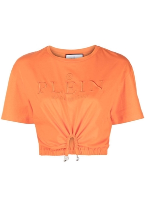 Philipp Plein embroidered-logo cropped T-shirt - Orange