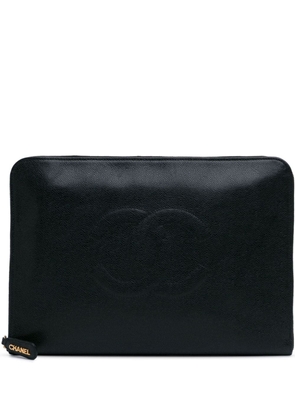 CHANEL Pre-Owned 1994-1996 CC Caviar Documents Portfolio clutch bag - Black