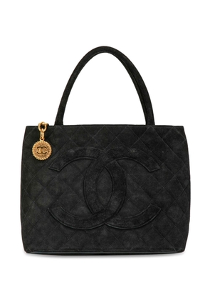 CHANEL Pre-Owned 1991-1994 Suede Medallion tote bag - Black