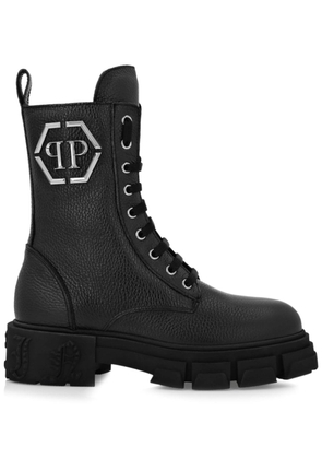 Philipp Plein grained leather boots - Black