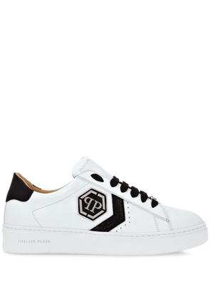 Philipp Plein logo-patch nappa leather sneakers - White