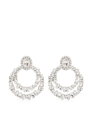 Self-Portrait crystal double-hoop earrings - Silver