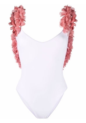 La Reveche Amira floral-appliqué swimsuit - White