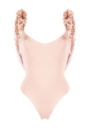 La Reveche floral-appliqué swimsuit - Pink