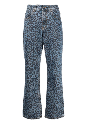 Molly Goddard leopard-print flared jeans - Blue