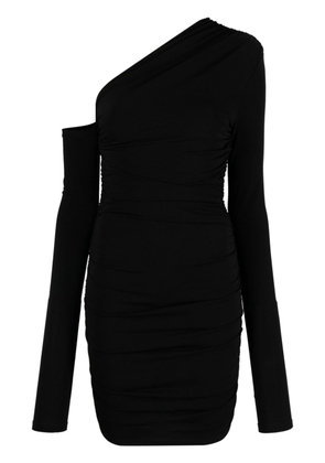 THE ANDAMANE one-shoulder ruched minidress - Black