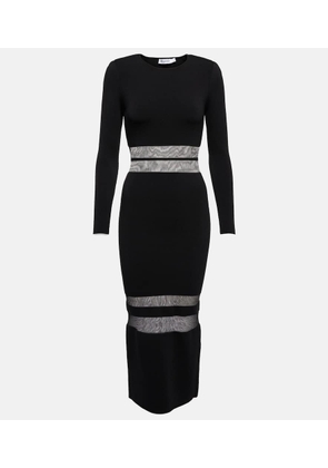 Self-Portrait Mesh-paneled jersey midi dress