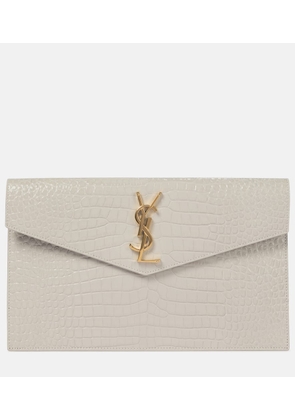 Saint Laurent Uptown croc-effect leather clutch