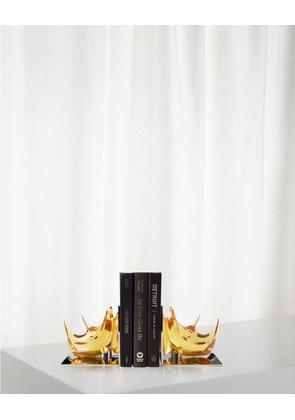 Acrylic Rhino Bookends Set, Amber