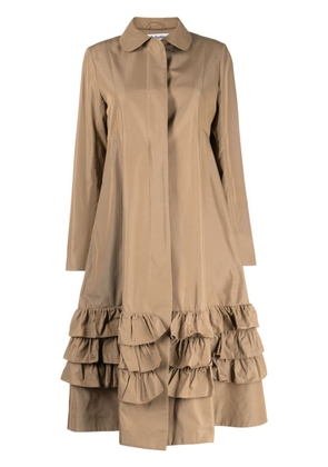 Molly Goddard Lacey ruffle-trim twill coat - Brown