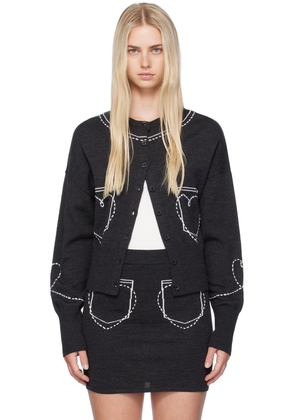 Moschino Jeans Gray Heart Pockets Cardigan