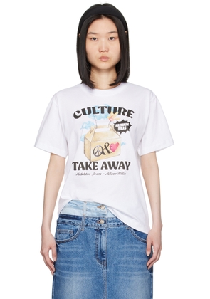 Moschino Jeans White 'Culture Take Away' T-Shirt