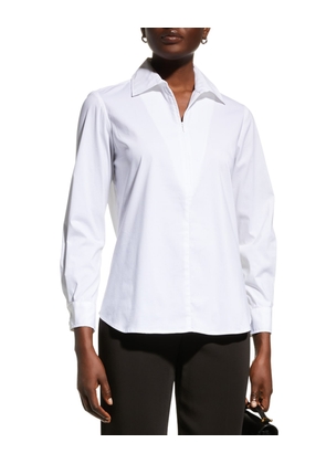 Endora Half-Zip Poplin Blouse