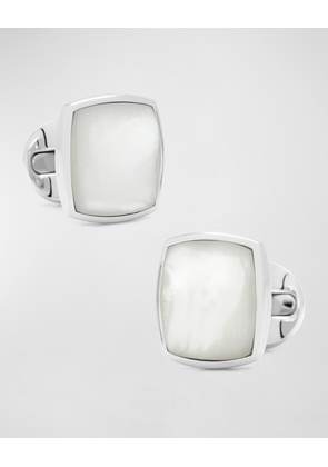 Men's Sterling Silver Classic Cushion Mother of Pearl Cufflinks