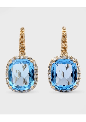 Blue Topaz & Diamond 18K Gold Earrings