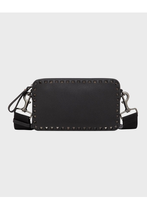 Men's Rockstud Leather Crossbody Bag