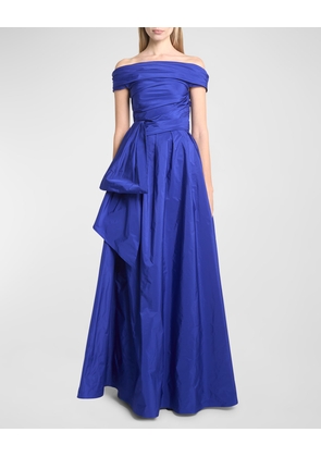 Paper Taffeta Off-The-Shoulder Bow Gown