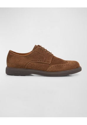 Men's Suede Wing-Tip Oxford Loafers